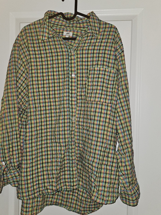 aerie Tops - aerie Multicolor Plaid Button-Down Shirt - Green, Yellow, Blue, Red